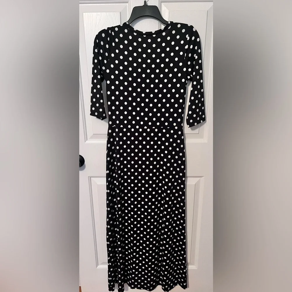 DOUBLJU Polka Dot Wrap Dress - Black and White - Picture 4 of 10